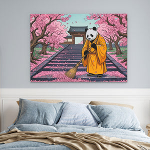 Panda Monk Sweeping — Panda Monk Sweeping Blue Bedroom land 38