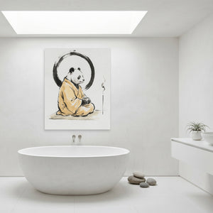 Panda Morning Prayer canvas wall art, room view