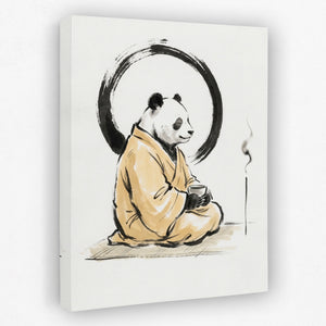 Panda Morning Prayer canvas wall art, room view