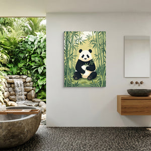 Panda's Forest Green Retreat โ panda's forest green retreat sq outdoor bathroom 1port flush print