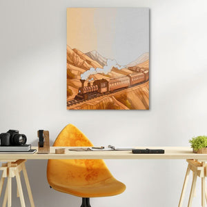 Passenger Train - Earth Tones Locomotive Canvas Print