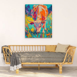 Pastel Fields Cow - Luxury Wall Art