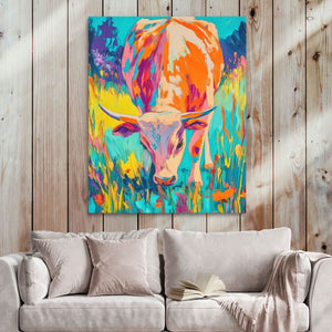 Pastel Fields Cow - Luxury Wall Art