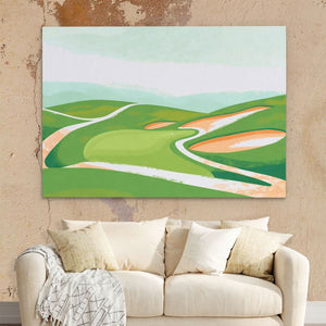 Pastel Golf Course - Landscapes Wall Art in Black Frame