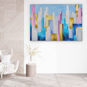 Pastel Skyscrapers - Large Abstract Canvas Print
