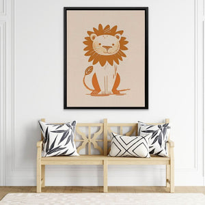 Patient Lion - Beige Canvas Wall Art