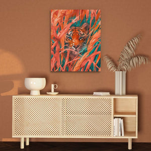 Peaceful Path - Big Cat Wall Art in Black Frame