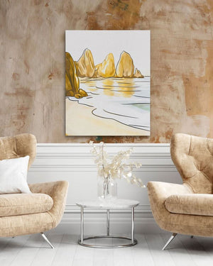 Peaceful Shoreline View - Minimalist Earth Tones Canvas Wall Art