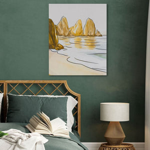 Peaceful Shoreline View - Contemporary Wall Art in Black Frame