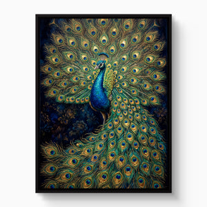 Peacock Display โ peacock display white studio framed black