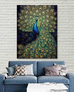 Peacock Display โ peacock display psd white bricks blue couch 1port flush print