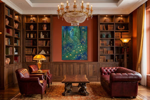 Peacock Emerald Garden โ peacock emerald garden living room interior 2 1port flush print