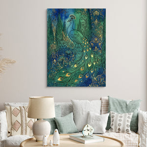 Peacock Emerald Garden โ peacock emerald garden sq clock bed 1port flush print