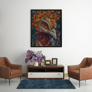 Peacock Feathered Crown - Luxury Wall Art