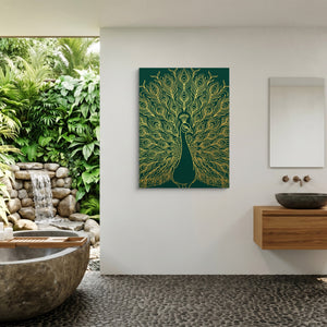 Peacock Golden Emerald โ peacock golden emerald sq outdoor bathroom 1port flush print