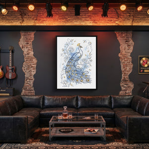 Peacock Golden Feathers โ peacock golden feathers sq man cave guitar 1port framed black