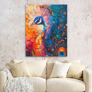 Peacock Muse - Blue Wall Art for Office