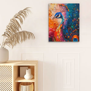 Peacock Muse - Modern Colorful Canvas Wall Art