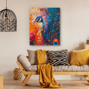 Peacock Muse - Large Abstract Canvas Print