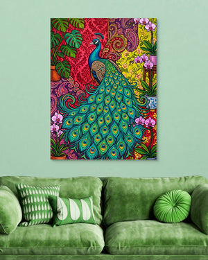 Peacock Unfurled โ peacock unfurled psd light green couch 1port flush print