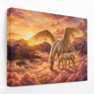 Pegasus Mother Foal โ Pegasus Mother Foal Landscape Side View Mirror Wrap 153