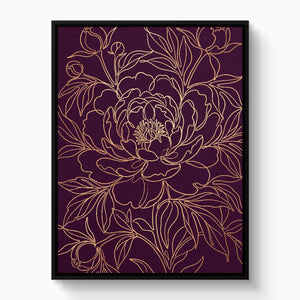 Peony Bloom Gold โ peony bloom gold white studio framed black
