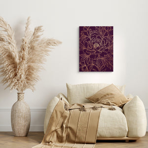 Peony Bloom Gold โ peony bloom gold sq beige couch 1port flush print