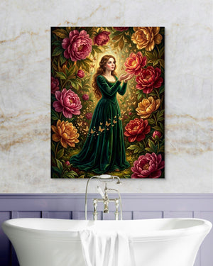 Peony Bloom Woman - Luxury Wall Art