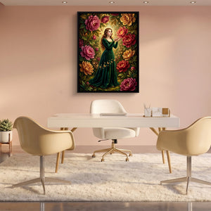 Peony Bloom Woman - Luxury Wall Art