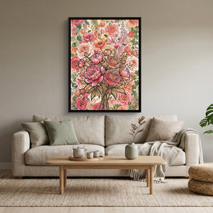 Peony Ranunculus Bouquet โ peony ranunculus bouquet sq calm vibes 1port framed black