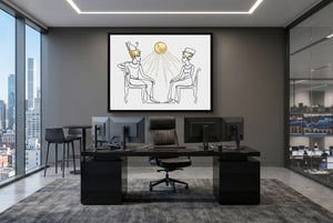 Pharaoh Queen Golden โ pharaoh queen golden office desk with monitors 1land framed black
