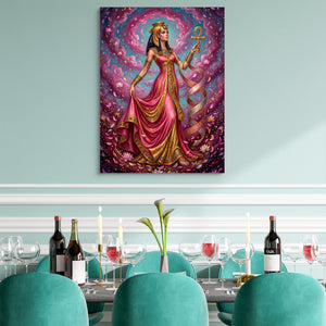 Pharaoh's Pink Veil โ pharaoh's pink veil sq teal dining room 1port flush print