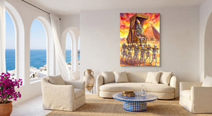 Pharaoh's Procession — pharaoh's procession beachside couch livingroom 1port flush print