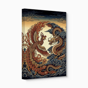Phoenix Dragon Confront โ phoenix dragon confront angled flush print