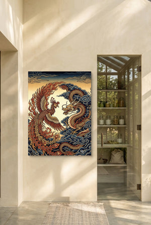 Phoenix Dragon Confront โ phoenix dragon confront p interior room with doorway 1port flush print
