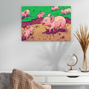 Pigs in the Mud - Luxury Wall Art