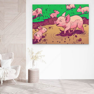 Pigs in the Mud - Luxury Wall Art