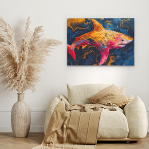 Pink and Gold Shark - Luxury Wall Art