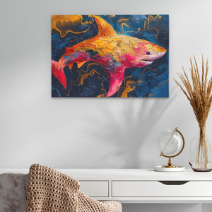 Pink and Gold Shark - Luxury Wall Art