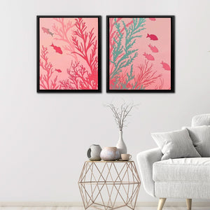 Pink Coral Harmony - Pastel Wall Art for Hallway