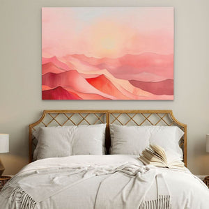 Pink Hills - Sunset Wall Art in Black Frame