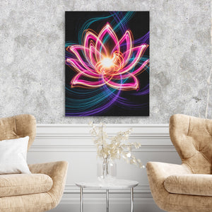 Pink Lotus Neon — Pink Lotus Neon Two Chairs Cement Wall 258