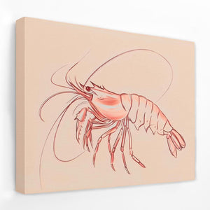Pink Shrimp - Coastal Canvas Wall Art