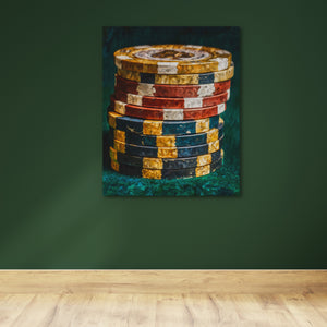 Poker Chips Stacked — Poker Chips Stacked Green Wall 148