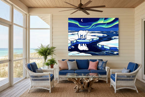 Polar Bear Aurora โ polar bear aurora living room with couch 2 1land flush print