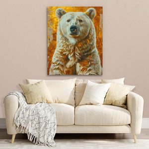 Polar Bear Dream - Gold Wall Art for Living Room