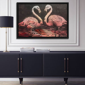 Pond Flamingos - Large Modern Canvas Print
