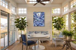Porcelain Sky Crane - Luxury Wall Art