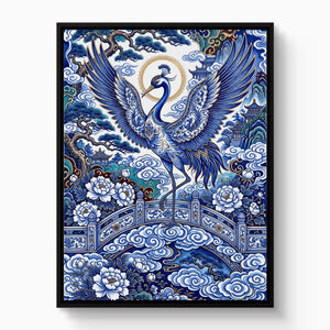 Porcelain Sky Crane โ porcelain sky crane white studio framed black
