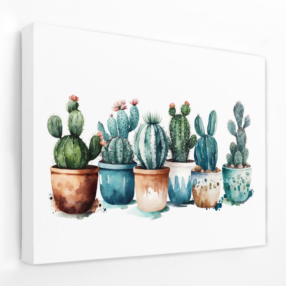 Potted Cacti Plants - Botanical Canvas Wall Art